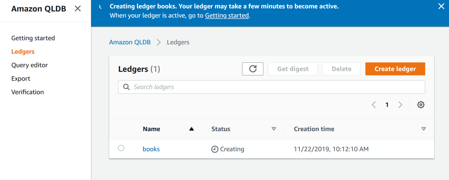 Amazon Quantum Ledger Database (QLDB) as a blockchain database as a