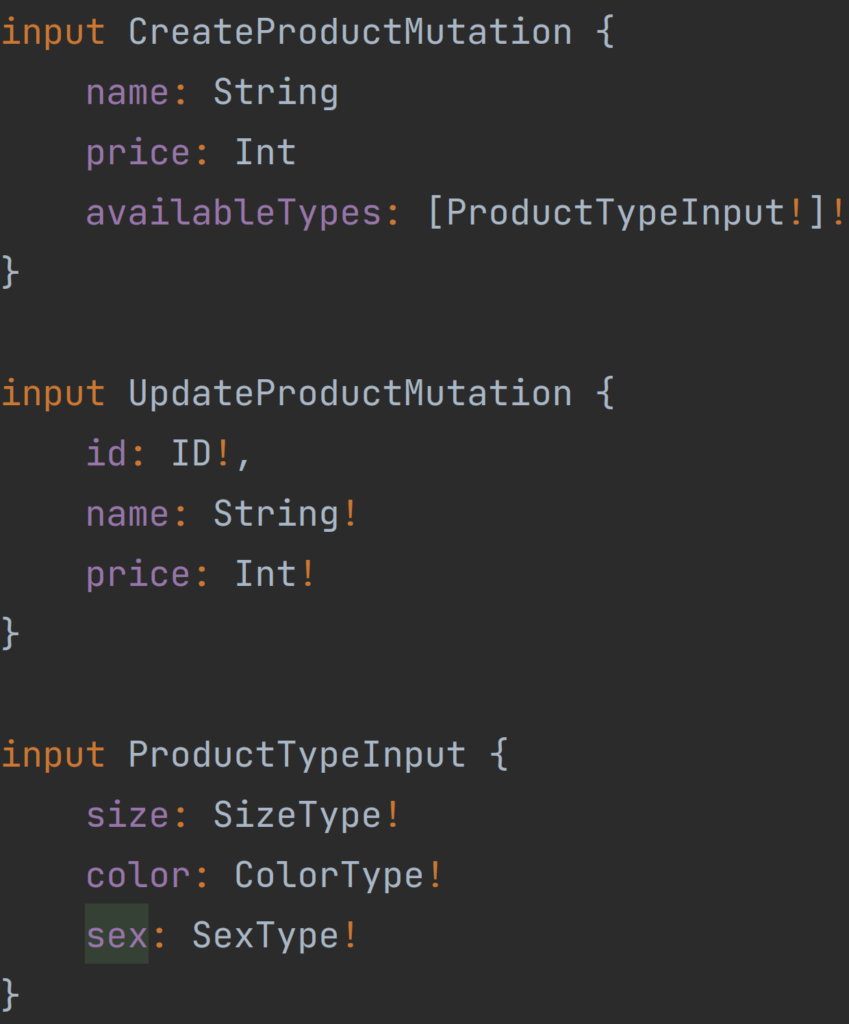 GraphQL mutations for Product