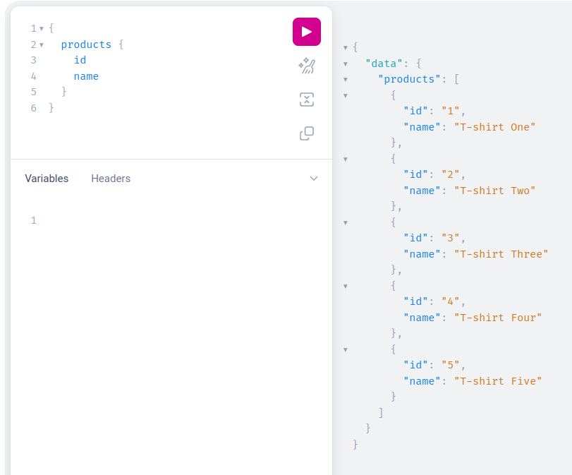 GraphQL Query to fetch all Products. 