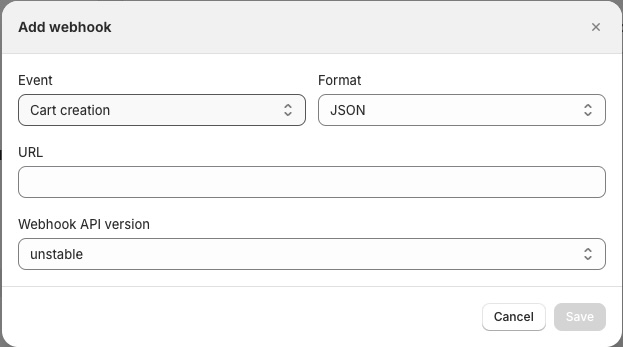 screenshot from shopify admin panel